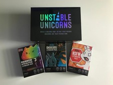 Unstable Unicorns Black Edition & All Expansion Packs NSFW Card Game 4 New BOXES