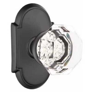 Emtek Old Town Privacy Door Knob Set with Type 8 Rose Classic Brass, Flat Black - Picture 1 of 1