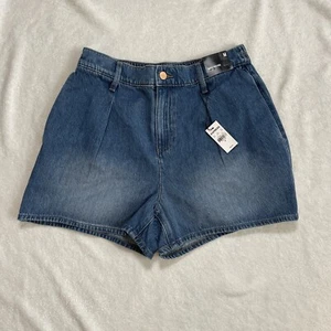Express Super High Rise Waisted Medium Wash Denim Shorts Women’s Size Medium - Picture 1 of 11
