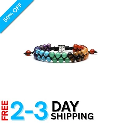 Luxurious 7 Chakra Crystal Bracelet for Meditation & Stress Relief - Unisex - Image 1 of 4