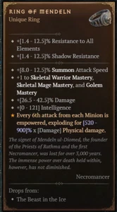 DIABLO 4🔥NEW SEASON🔥Unique Items Ring of Mendeln - Picture 1 of 1