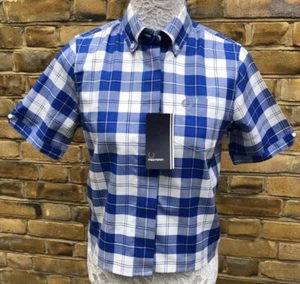FRED PERRY UK SIZE 8 EU 36 US 4 WOMENS BOXY STYLE TARTAN SHIRT,BLUE,NEW - Picture 1 of 10