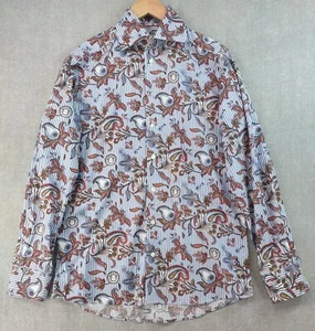 Eton Vestito Camicia Uomo 40 Vestibilità Contemporanea Blu Paisley Riga 15,7 Bottoni - Foto 1 di 15