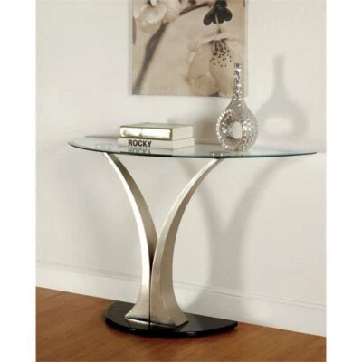 Stainless Steel Console Table in Satin Plated & Black. - Image 1 of 3