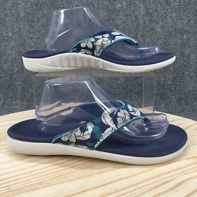 Sandalias Spenco para mujer 12 Yumi tropicales chanclas tanga planas sin cordones azules informales Foto 1 de 4