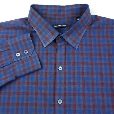 Camisa con botones de manga larga a cuadros azul y marrón ZACHARY PRELL para hombre talla XL Foto 1 de 4