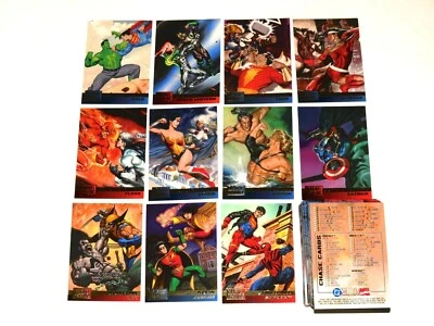 1995 FLEER MARVEL VS DC BASE 100 CARD SET WOLVERINE AVENGERS BATMAN + BALLOT - Image 1 of 4