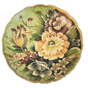 Toya Designs by Raymond Waite 9.5" Collector Plate Green Floral Art Gold Trim - Picture 1 of 7