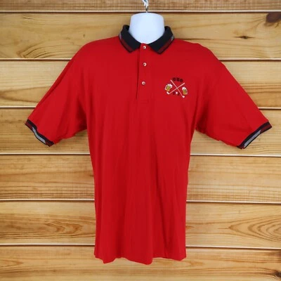 Outer Banks Polo Golf Shirt Mens Size L Red 100% Cotton Embroidered Beer Mugs - Image 1 of 4