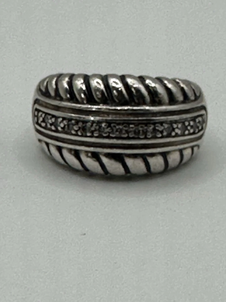 Anillo Effy Oro Blanco 18K y Plata de Ley Talla 7 - Diamantes Probados - 9,41 g Foto 1 de 4