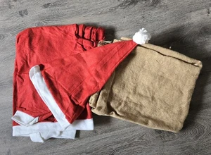 Weihnachtsmann Santa Claus Set:  Kostüm mit Jutesack - Bild 1 von 1