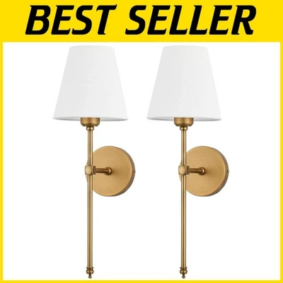 Classic Brushed Brass Wall Sconces Set - Pack of 2 - Image 1 of 4