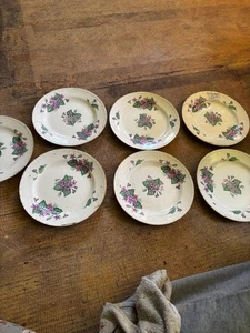 Posten 7 Homer Laughlin Eierschale Georgian Nosegay Brot Dessertteller Veilchen - Bild 1 von 5