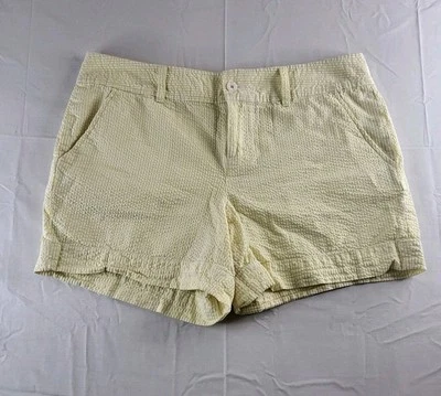 Pantalones Cortos Lilly Pulitzer Para Mujer Talla 6 Amarillo Blanco Rayas Seersucker Gingham Cremallera Foto 1 de 4