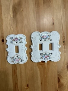 Vintage Double and Single Switch Plate Porcelain Arnart Creation Japan Floral - Picture 1 of 6