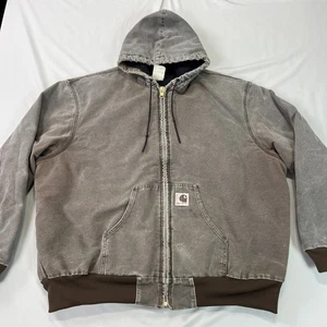 Vintage 90s Carhartt Jacket Mens 3XL Duck Canvas Quilt Lined Hooded J68CHT USA - Bild 1 von 24
