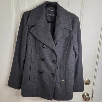 Casaco feminino Ellen Tracy tamanho grande forrado mistura de lã ervilha cinza tamanho 12 inverno - Imagem 1 de 4