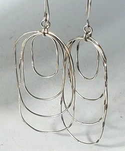 Lote de Pendientes Colgantes Martillados Artesanos MODERNISTAS De Colección Plata Esterlina - Imagen 1 de 4