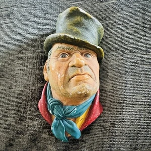 Vintage Bossons Chalkware Wall Hanger Head Bill Sikes Dickens 1964 - Foto 1 di 5