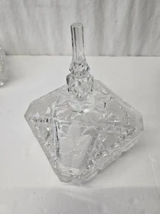 Vtg Hollywood Regency Style Crystal Strawberry Diamond Pattern Candy Dish & Lid - Picture 1 of 12