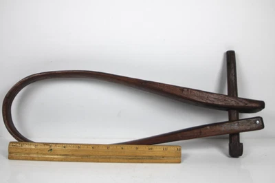 Antique Primitive Hand Carved Wood Sheep Goat Calf Collar Yoke Inv#JK31 - Image 1 of 4