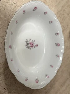Vintage Harmony House "Rose Petite" Oval Serving Dish Fine China Floral Scallope - Picture 1 of 4