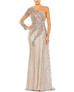 Mac Duggal Embellished A-Line Gown Women's Beige 12 - Picture 1 of 3