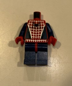 Lego Minifigure Spider-Man Silver Webbing / Dark Blue - 4854 Torso & Legs Only