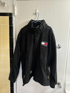 Giacca pile Tommy Hilfiger Expedition vintage anni 90 1/4 zip nera uomo grande - Foto 1 di 19