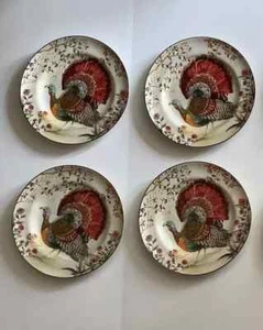 Juego de 4 PLATOS ENSALADA de gres Pottery Barn COSECHA BOTÁNICA PAVO nuevos - Imagen 1 de 2