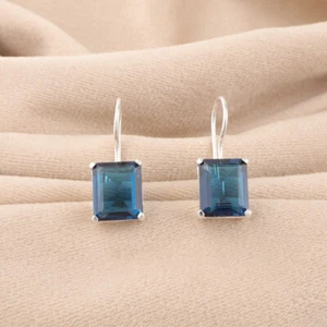 London Blue Topaz Earring Gemstone 925 Sterling Silver Handmade For Girls Gift,, - Picture 1 of 6