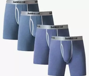 BAMBOO COOL Men's Underwear Boxer Briefs Open Fly Pouch 4 Pack Small - Picture 1 of 8