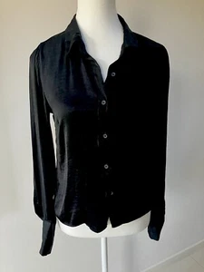 Glassons Black Satin Long Sleeve Shirt Size 8 - Picture 1 of 9