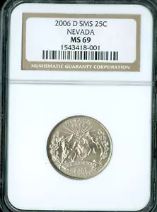 2006 D NEVADA QUARTER NGC MS69 SMS . - Picture 1 of 2