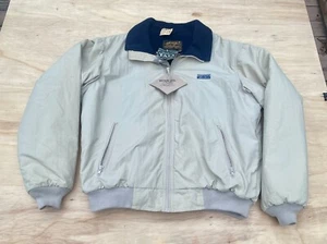 VINTAGE EDDIE BAUER bomber foderato giacca full zip outdoor uomo avorio TAGLIA XL - Foto 1 di 7