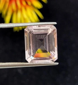 Certified 6.80 Ct Natural Light Pink Morganite Emerald Shape Loose Gemstones - Picture 1 of 5