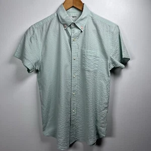 Crew Cuts J.Crew NEW Boys Button Down Seersucker Shirt Green Striped Sz 14 - Picture 1 of 7