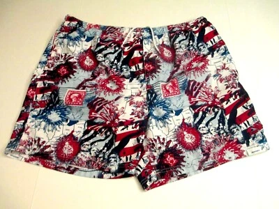 Trader Bay Mens XL Red White Blue Patriotic Bi Centenial Lined Swim Trunks NEW  - Image 1 of 4