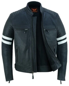 Mens Top Grain Cowhide Real biker Light weight Motorcycle Leather Jacket - Picture 1 of 3