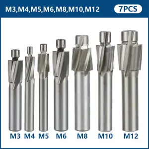 7PCS HSS End Mill Cutters Pilot Counterbore Solid Slot Drill Bit Slotting Tools - Picture 1 of 12