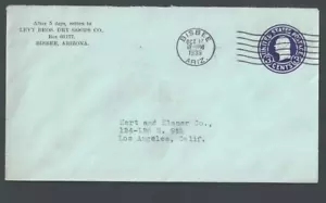 1939 Bisbee AZ 3c Purple Entire On Blue Cover - Picture 1 of 1