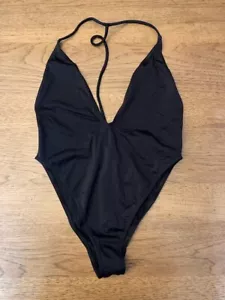 Nuevo traje de baño ASOS negro liso EE. UU. 8 T espalda alta pierna inmersión de una pieza - Imagen 1 de 2