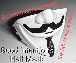 Hard Plastic Half Mask, Revolution, V for Vendetta, Guy Fawkes, Anonymous, Etc. - Picture 1 of 5