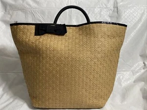 Bath & Body Works Straw Tote Bag Shoulder Strap Lined - Picture 1 of 6