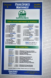 1989-90 SEATTE SUPERSONICS NBA PAC-10 NCAA BASKETBALL MAGNET SCHEDULE - Picture 1 of 1