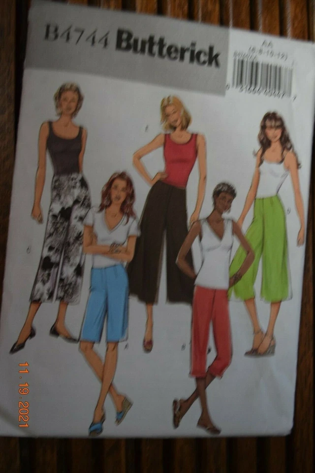 BUTTERICK 4744 - LADIES DROP WAIST GAUCHO  CAPRI'S  SHORTS PATTERN Sz 6-12 Uncut - Image 1 of 1