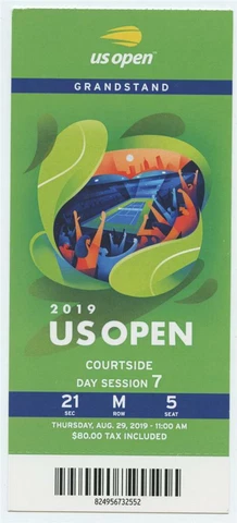 8/29 2019 US Open Tennis Courtside FULL TICKET Serena Williams Andreescu Cover