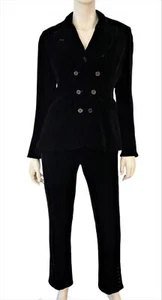 RALPH LAUREN COLLECTION sz 6 Black Velvet Peplum Blazer and Slim Pants Suit - Picture 1 of 11