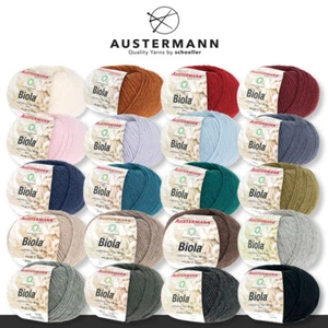 Austermann 50 g Biola Schurwolle Alpaka wolle Stricken Häkeln 20 Farben - Bild 1 von 21