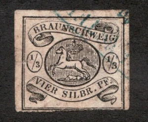 1856 German Brunswick Sc# 5 - 1/3 sgr "Leaping Saxon Horse" - Used Cv$325 - Picture 1 of 1